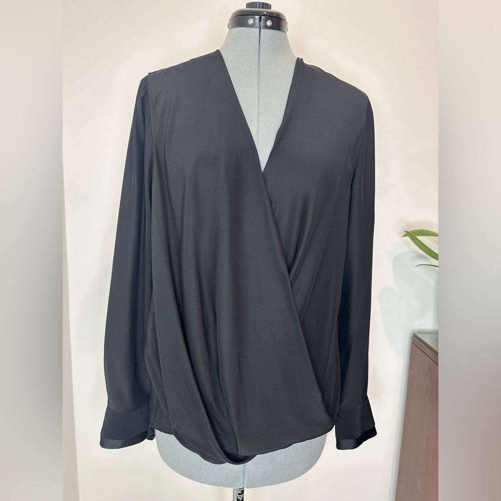 Rag & Bone Gray Wrap Blouse with V-Neck and Long Sleeves